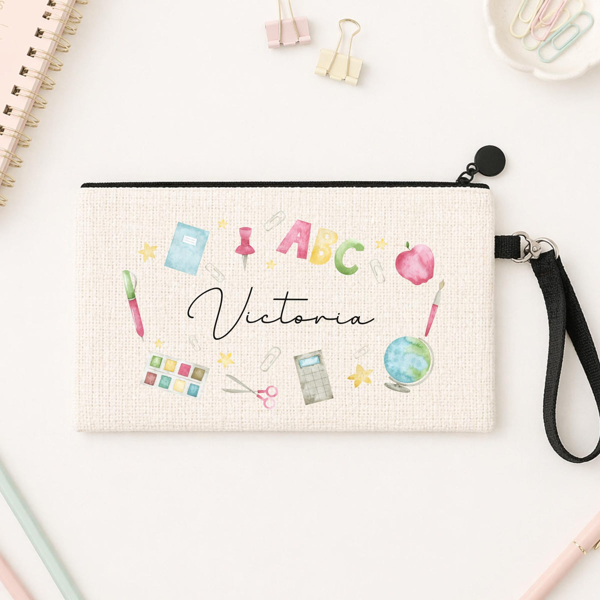 Personalized Teacher Pencil Case: Linen Back To School Gift