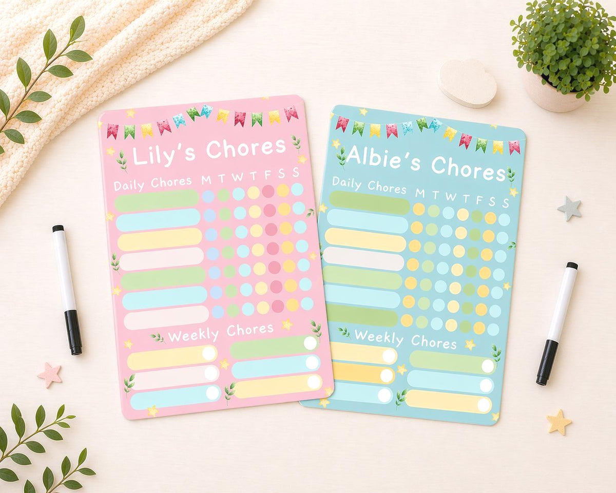 Personalised Wipeable Chore Chart Kids Reward Dry Erase Daily Task White Board