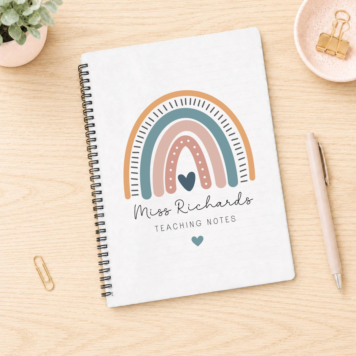 Personalised Teacher Notebook: Rainbow End of Term Gift
