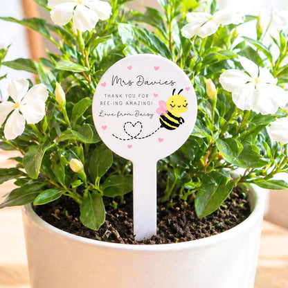 Personalised Teacher Gift Plant Stake End Of Term Thank you Present Bee Flower Marker