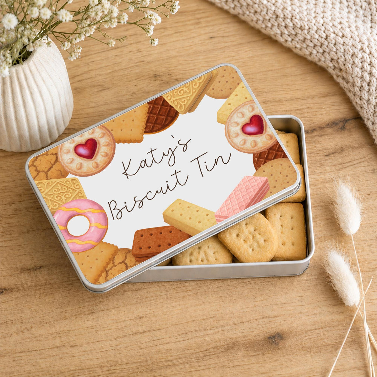 Personalised Biscuit Tin Grandparent Mum Colleague Teacher Treat Gift