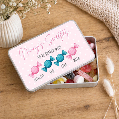 Personalised Sweet Tin Christmas Gift For Grandparents, Nanny, Grandma Etc