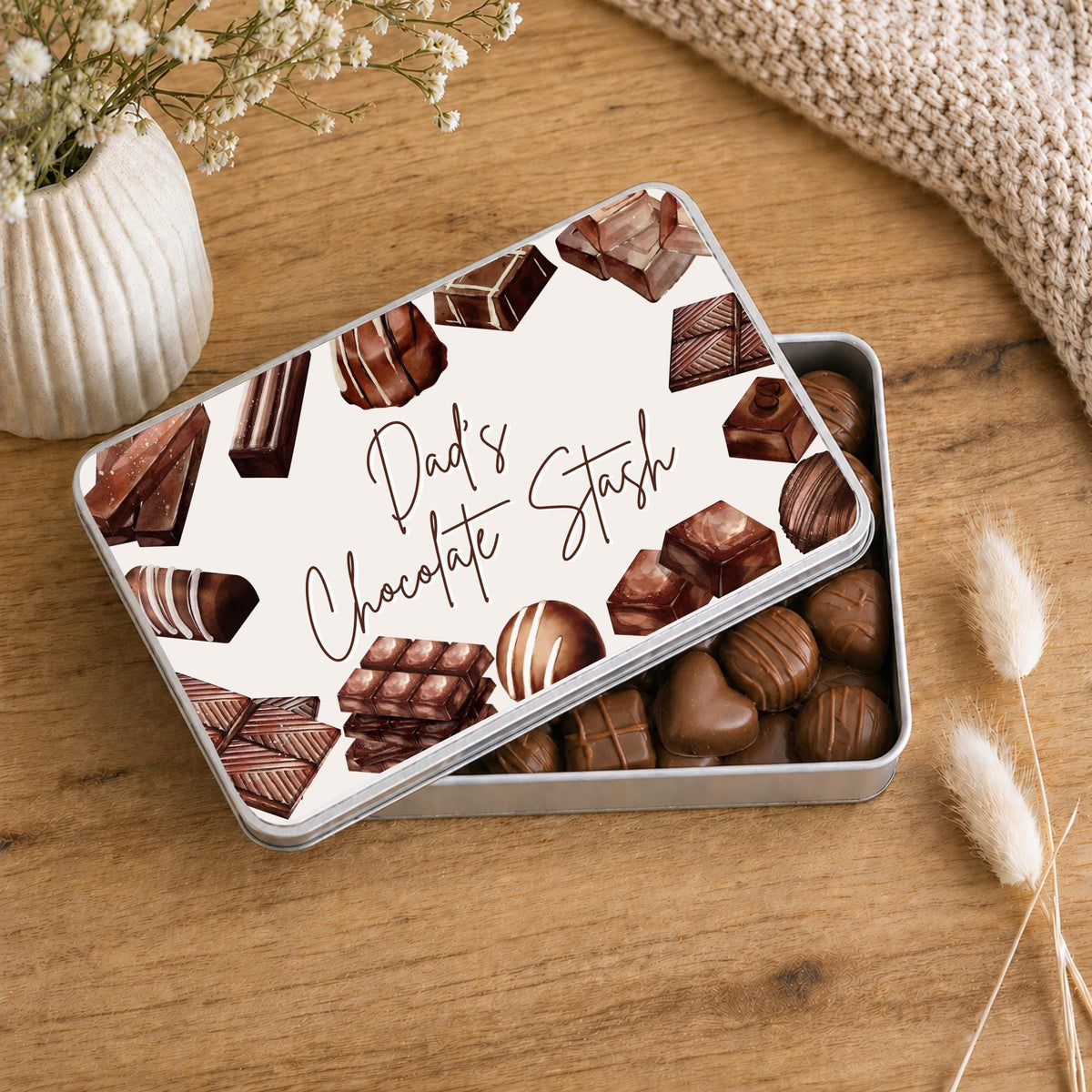 Personalised Chocolate Tin Birthday Gift For Chocoholic Grandparents, Nanny, Grandma Etc