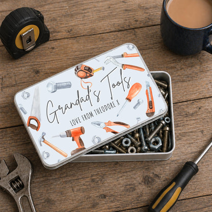 Personalised Tools Tin Father's Day Gift For Daddy, Grandad etc