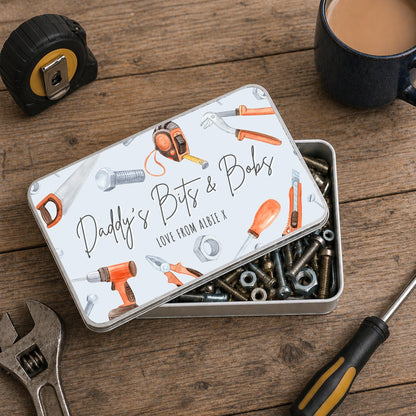 Personalised Tools Tin Father's Day Gift For Daddy, Grandad etc