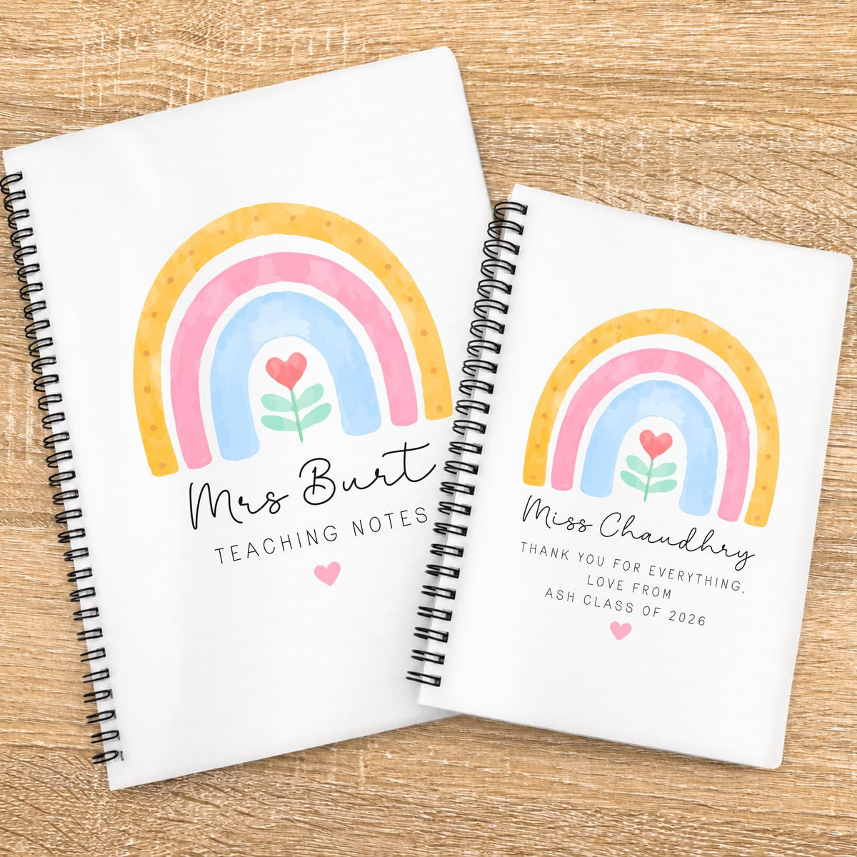 Personalised Teacher Notebook: Rainbow Design, End of Term Gift