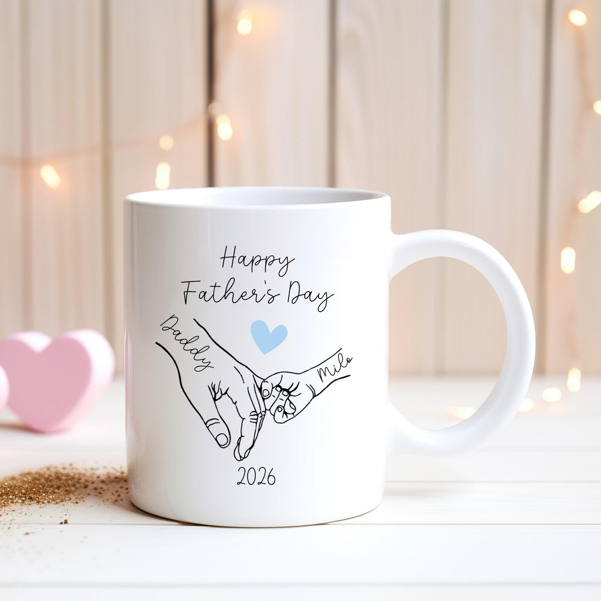 First Father's Day Personalised Mug Holding Hands 2025 Daddy & Baby