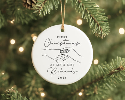 Personalised First Christmas Married Decoration Mr & Mrs Wedding Ornament Gift
