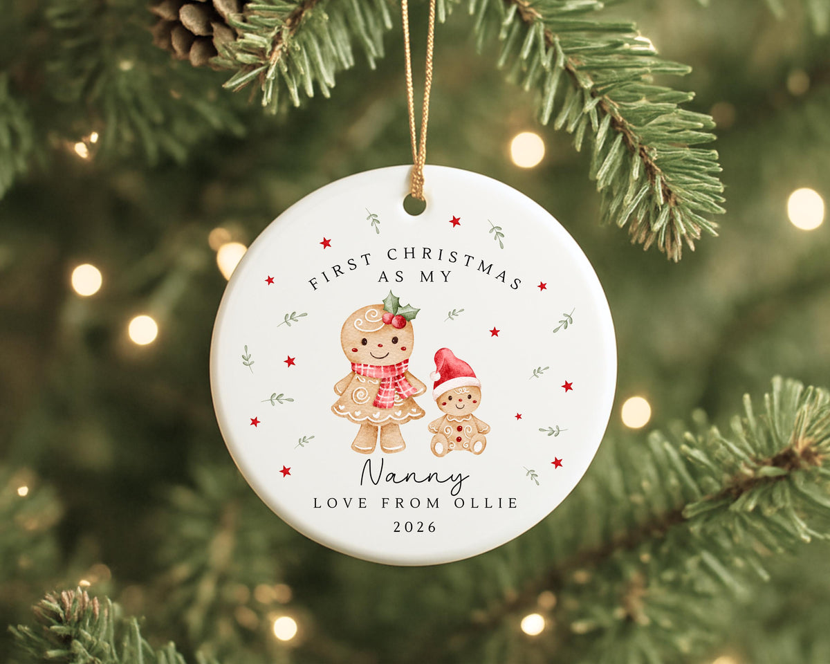 First Christmas As Nanny & Grandad Personalised Bauble Ornament Grandparents Xmas Decoration Gift