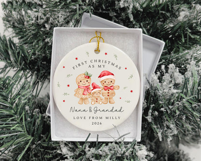 First Christmas As Nanny & Grandad Personalised Bauble Ornament Grandparents Xmas Decoration Gift