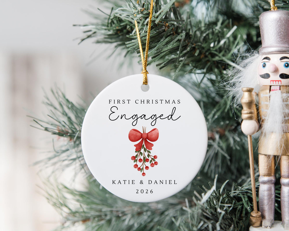 First Christmas Engaged Decoration Personalised Fiancé Couple Engagement Gift
