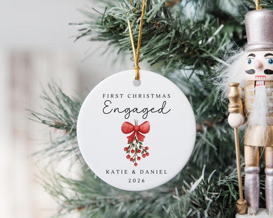 First Christmas Engaged Decoration Personalised Fiancé Couple Engagement Gift