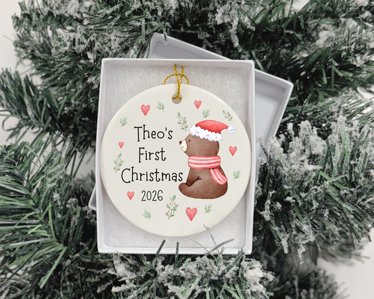First Christmas Decoration Personalised Baby 1st Xmas Tree Bear Ornament