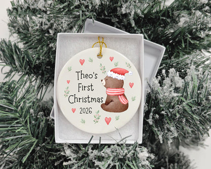 First Christmas Decoration Personalised Baby 1st Xmas Tree Bear Ornament
