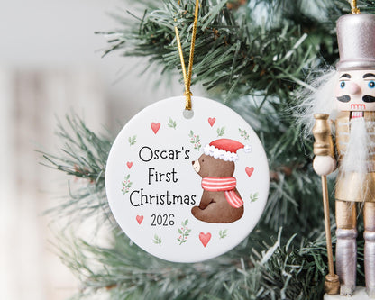 First Christmas Decoration Personalised Baby 1st Xmas Tree Bear Ornament