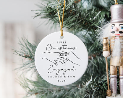 First Christmas Engaged Decoration Personalised Fiance Couple Ornament Gift
