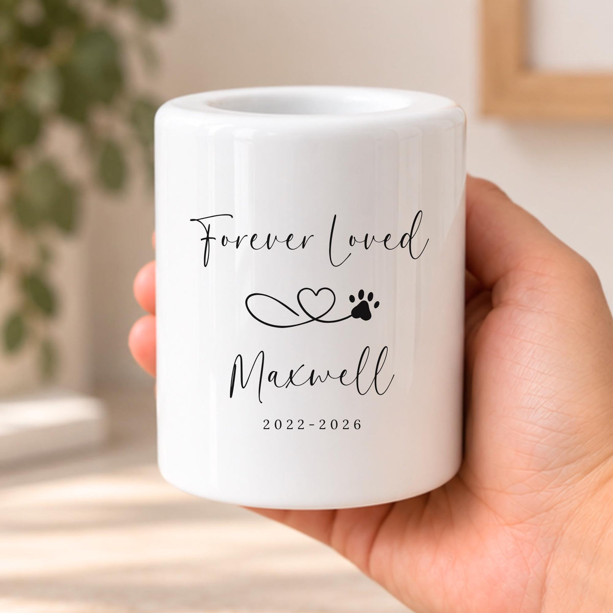 Pet Memorial Candle Tealight Holder Personalised Ceramic Dog Cat Loss Gift