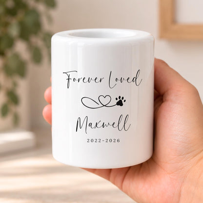 Pet Memorial Candle Tealight Holder Personalised Ceramic Dog Cat Loss Gift