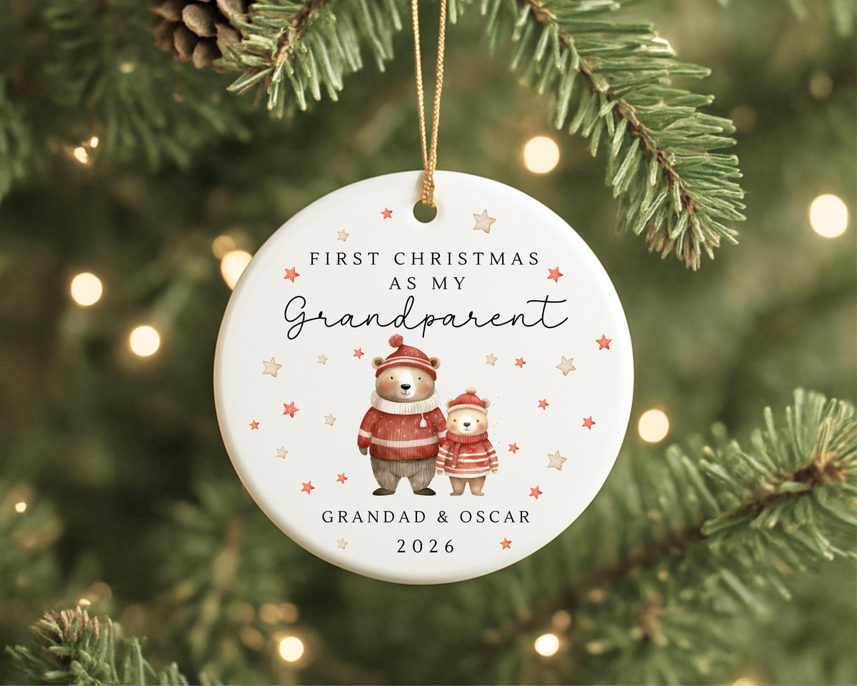 First Christmas As Grandparents Bauble Ornament Personalised Family Xmas Decoration Gift