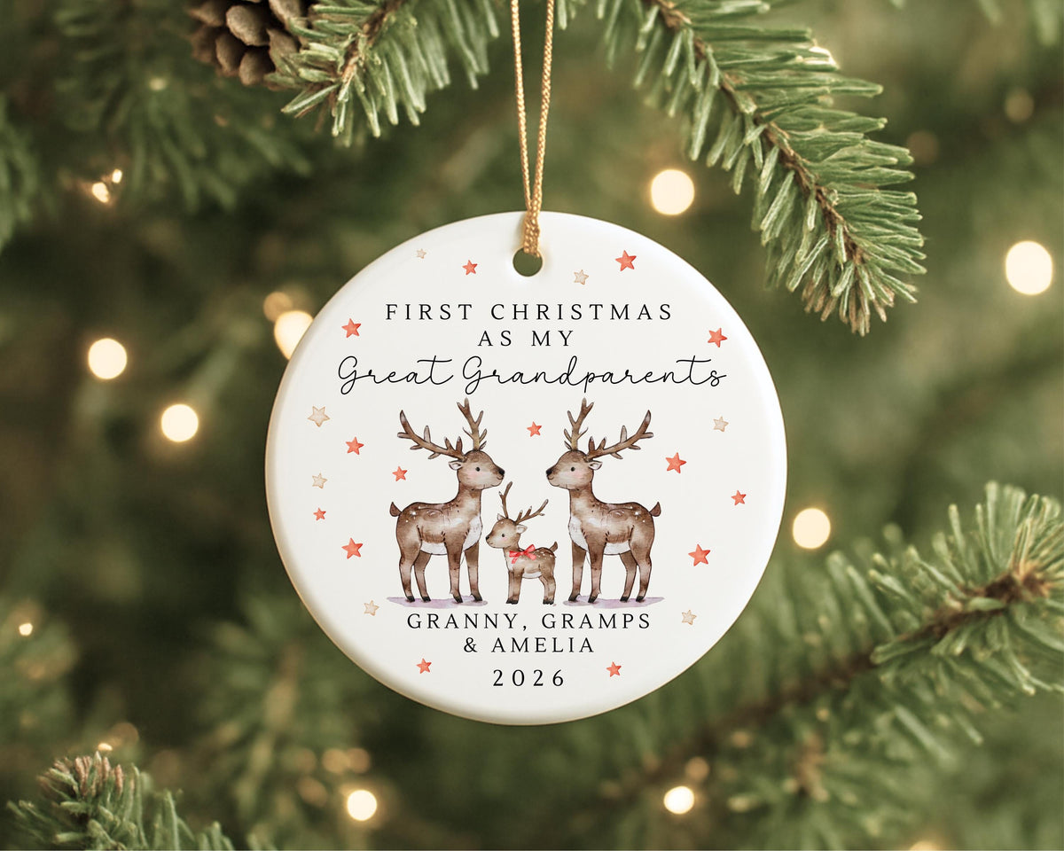 First Christmas As Grandparents Bauble Ornament Personalised Family Xmas Decoration Gift