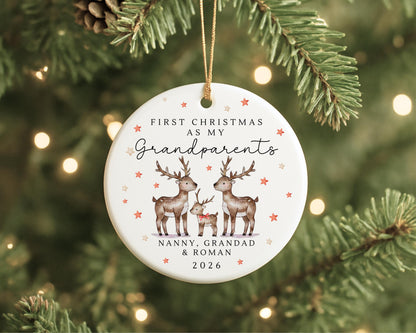 First Christmas As Grandparents Bauble Ornament Personalised Family Xmas Decoration Gift