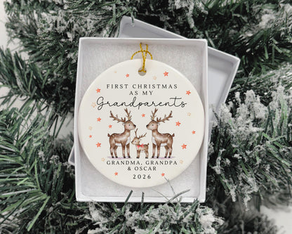 First Christmas As Grandparents Bauble Ornament Personalised Family Xmas Decoration Gift