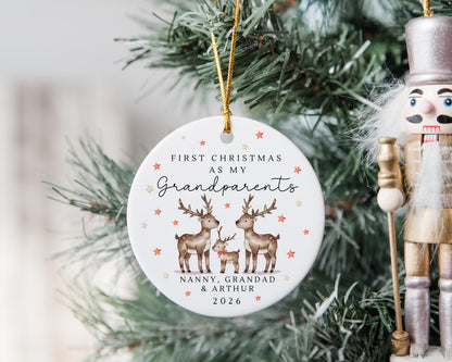 First Christmas As Grandparents Bauble Ornament Personalised Family Xmas Decoration Gift