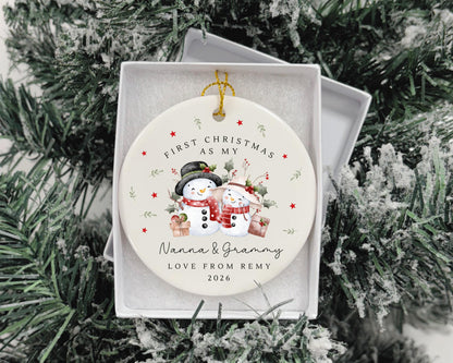 First Christmas As Nanny & Grandad Personalised Bauble Ornament Grandparents Xmas Decoration Gift