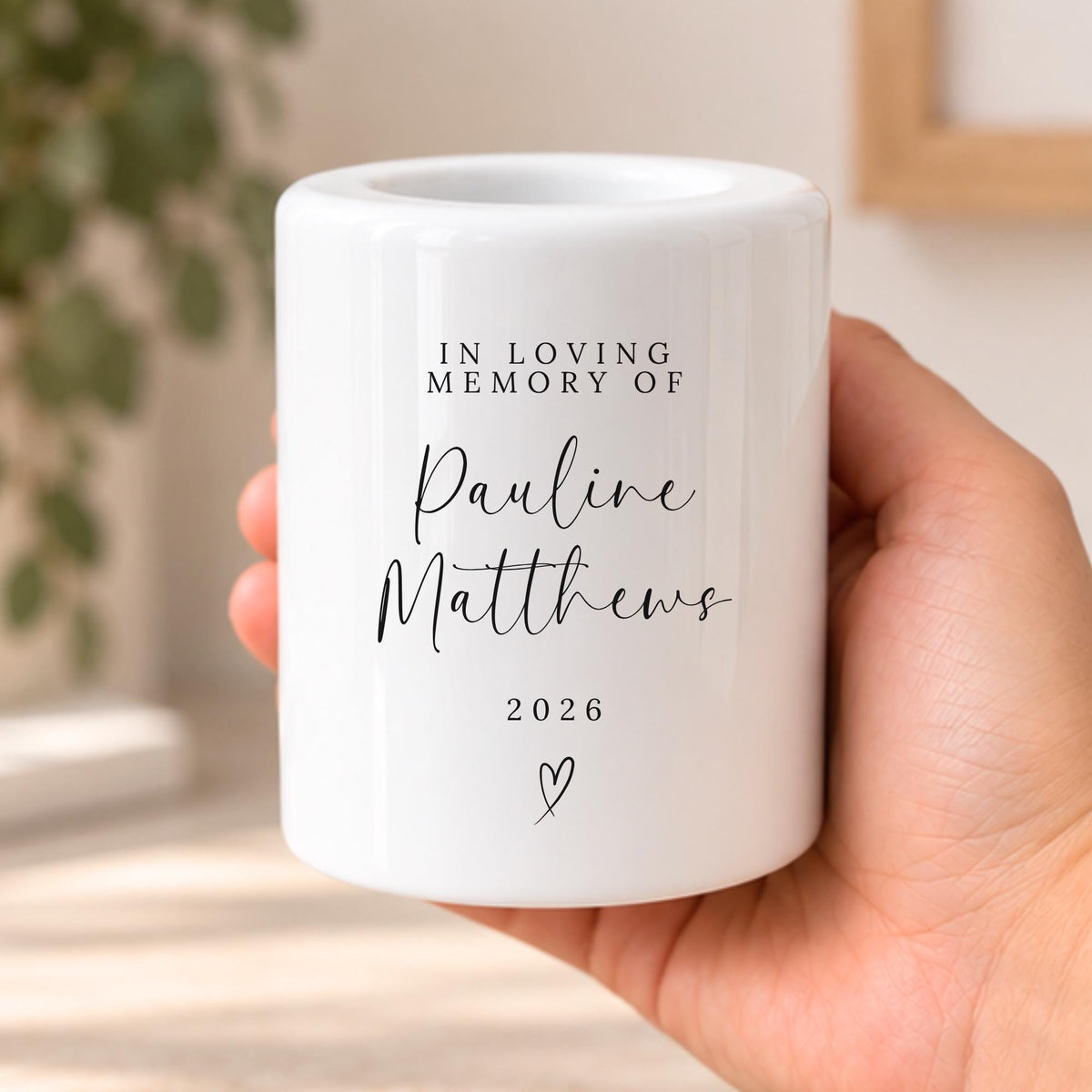 Personalised Memorial Tealight Candle Holder Funeral Bereavement Ceramic Keepsake Gift