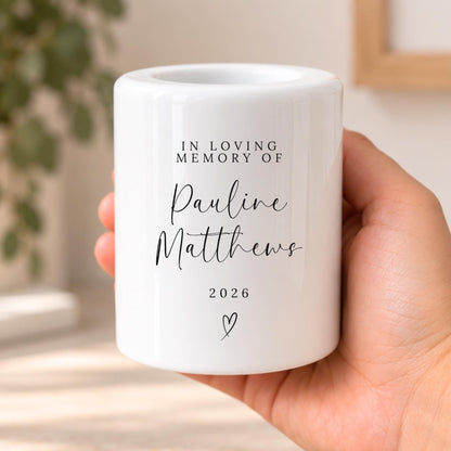 Personalised Memorial Tealight Candle Holder Funeral Bereavement Ceramic Keepsake Gift