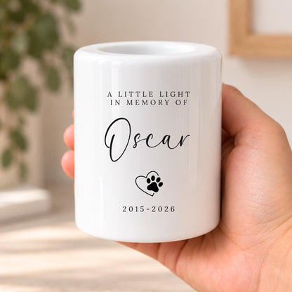 Pet Memorial Candle Tealight Holder Personalised Ceramic Dog Cat Loss Gift
