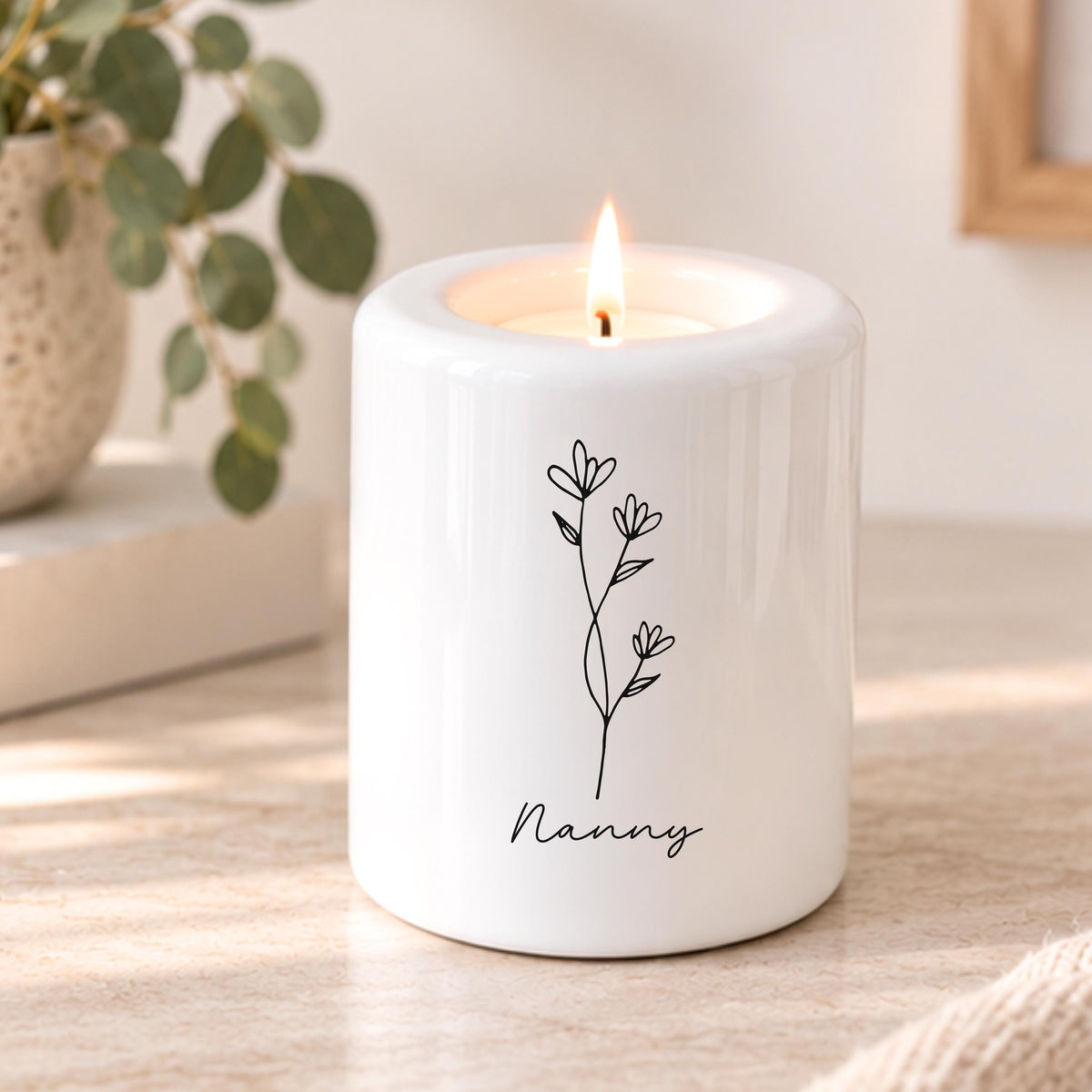 Personalised Memorial Tealight Candle Holder Family Bereavement Ceramic Keepsake Gift