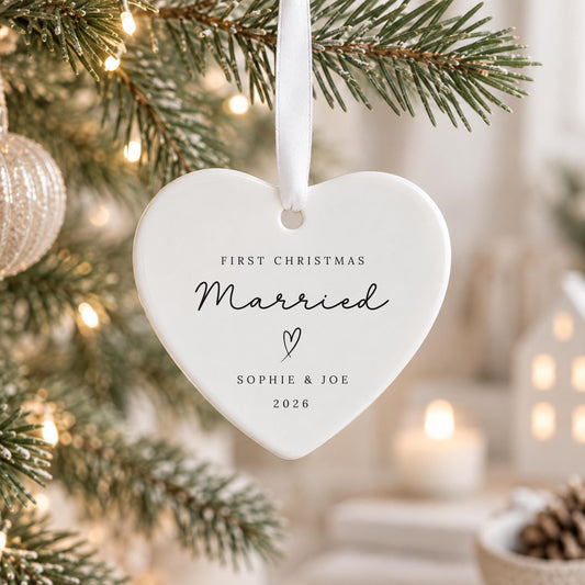 First Christmas Married Decoration Couple Wedding Mr & Mrs Ceramic Keepsake Gift