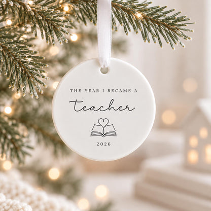 Teacher Ornament Personalised Year I Became A Teacher Christmas Decoration Ceramic Keepsake Gift