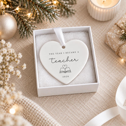 Teacher Ornament Personalised Year I Became A Teacher Christmas Decoration Ceramic Keepsake Gift