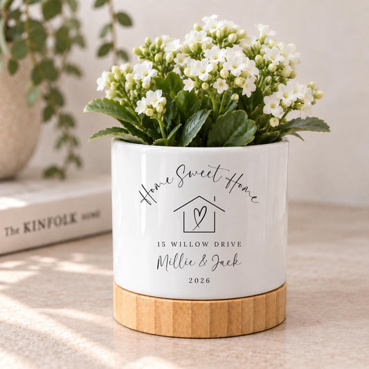 New Home Personalised Plant Pot Housewarming Ceramic Planter Gift
