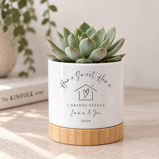 New Home Personalised Plant Pot Housewarming Ceramic Planter Gift