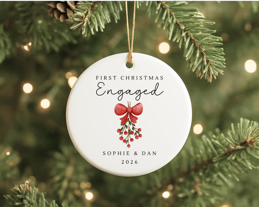 First Christmas Engaged Decoration Personalised Fiancé Couple Engagement Gift