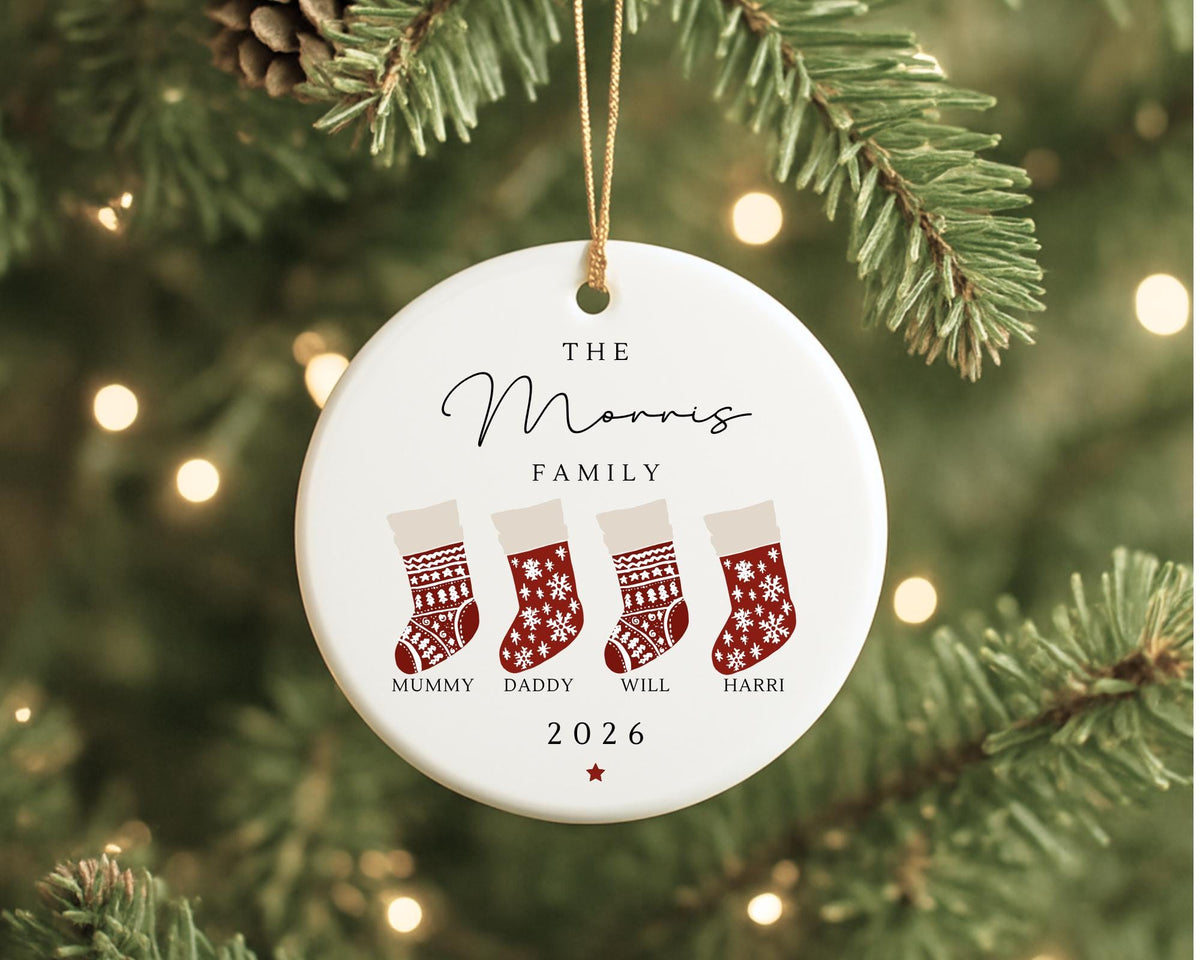 Family Christmas Ornament Personalised Stockings Decoration 2025 Gift