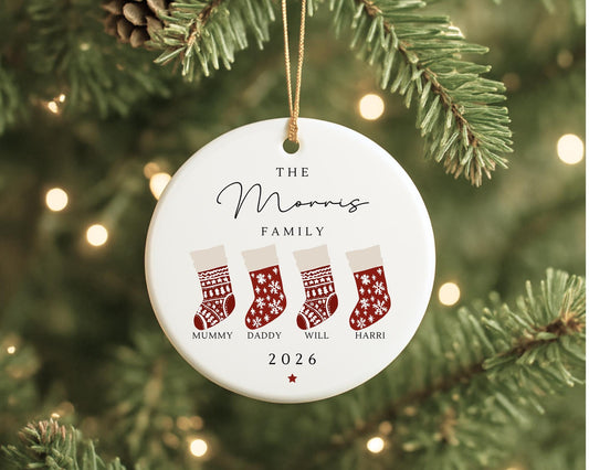 Family Christmas Ornament Personalised Stockings Decoration 2025 Gift