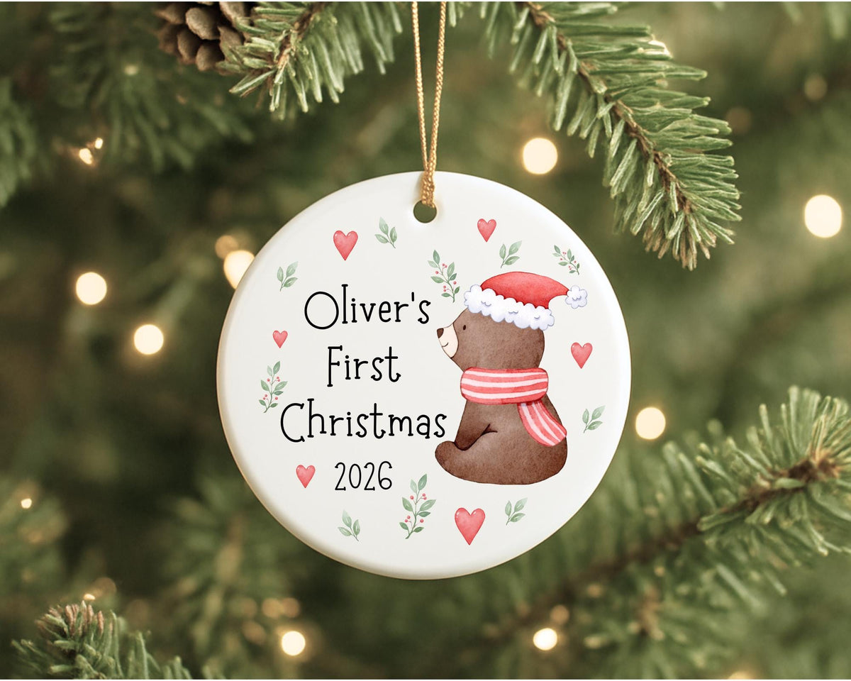 First Christmas Decoration Personalised Baby 1st Xmas Tree Bear Ornament
