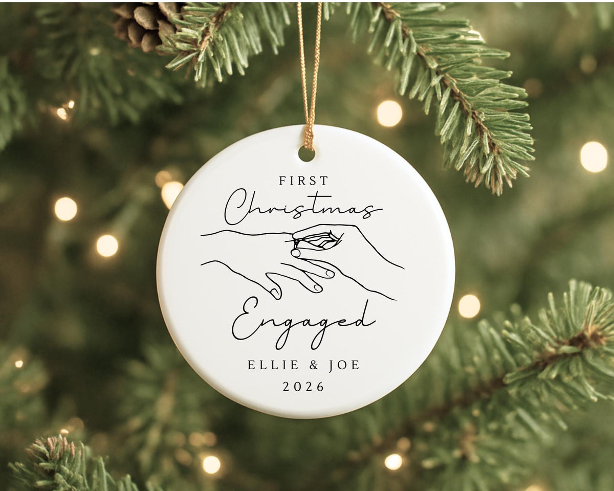 First Christmas Engaged Decoration Personalised Fiance Couple Ornament Gift
