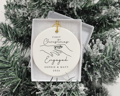 First Christmas Engaged Decoration Personalised Fiance Couple Ornament Gift