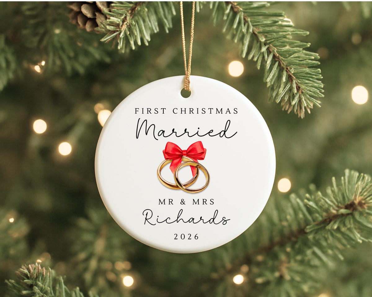 First Christmas Married Decoration Personalised Mr & Mrs Couple Wedding Gift