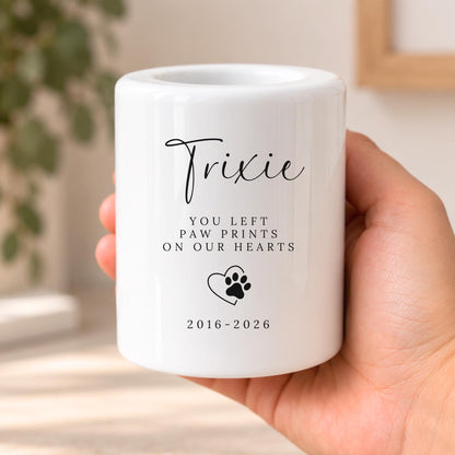 Pet Memorial Candle Tealight Holder Personalised Ceramic Dog Cat Loss Gift