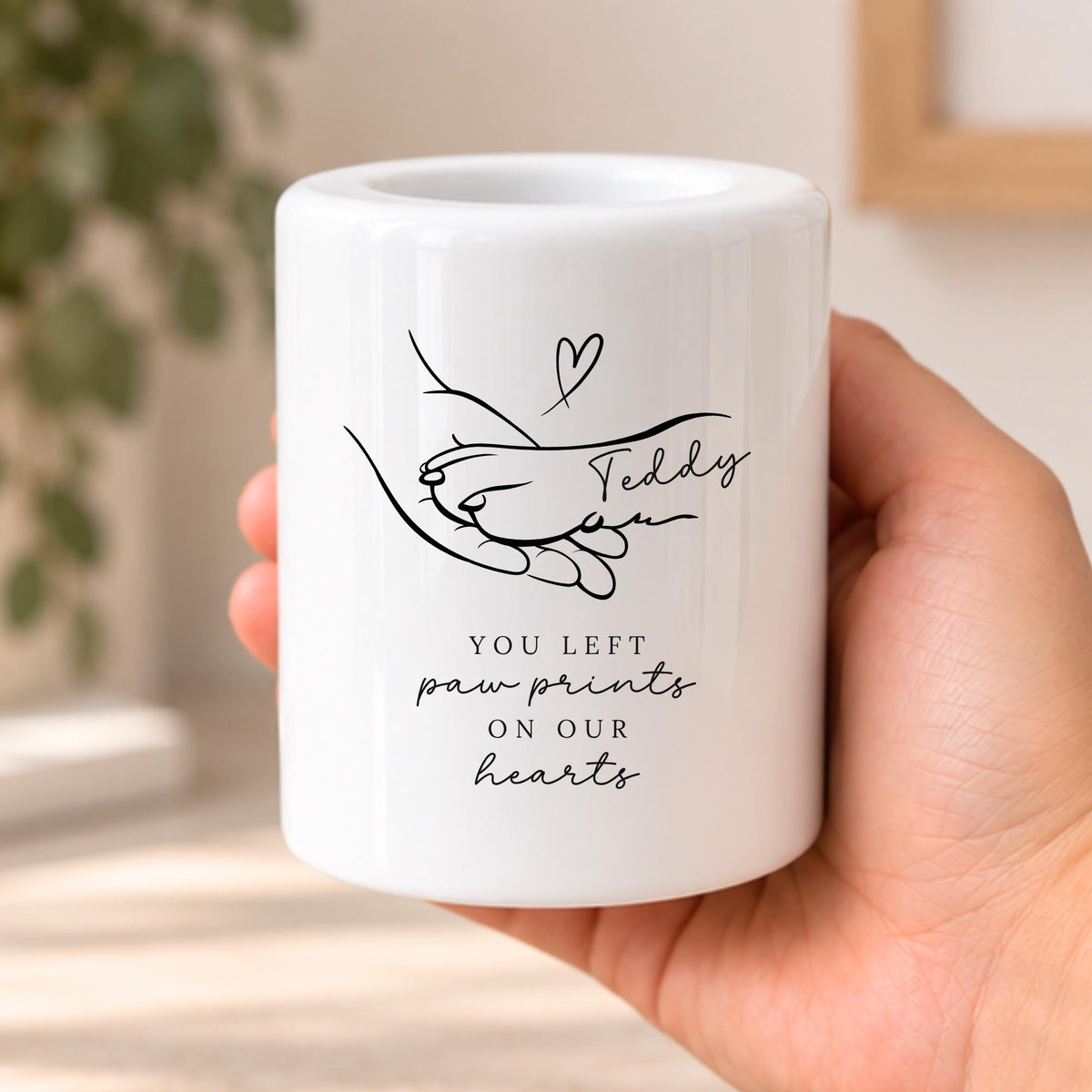 Pet Memorial Candle Tealight Holder Personalised Ceramic Dog Loss Memory Gift
