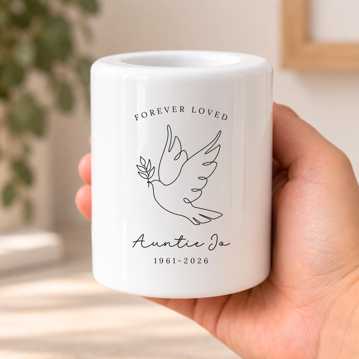Personalised Memorial Tealight Candle Holder Family Bereavement Sympathy Ceramic Keepsake Gift