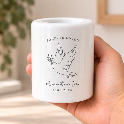 Personalised Memorial Tealight Candle Holder Family Bereavement Sympathy Ceramic Keepsake Gift
