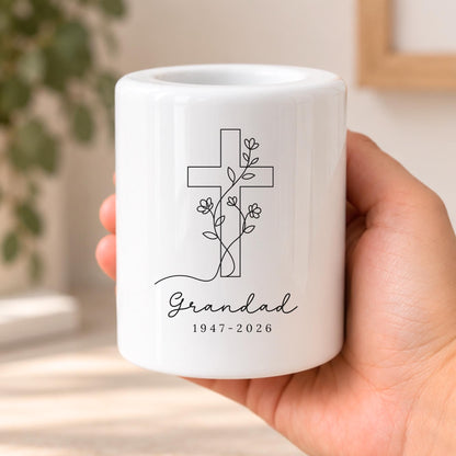 Personalised Memorial Tealight Candle Holder Family Bereavement Sympathy Ceramic Keepsake Gift