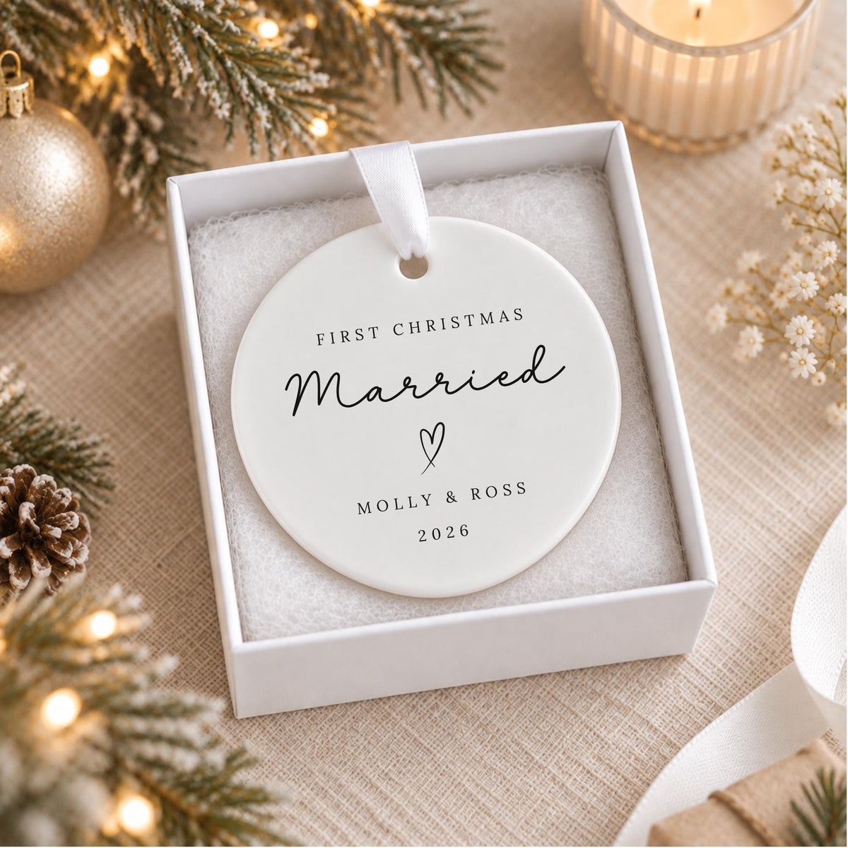 First Christmas Married Decoration Couple Wedding Mr & Mrs Ceramic Keepsake Gift